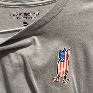 Dive Bomb Industries Gray T-Shirt with American Flag Bomb Graphic